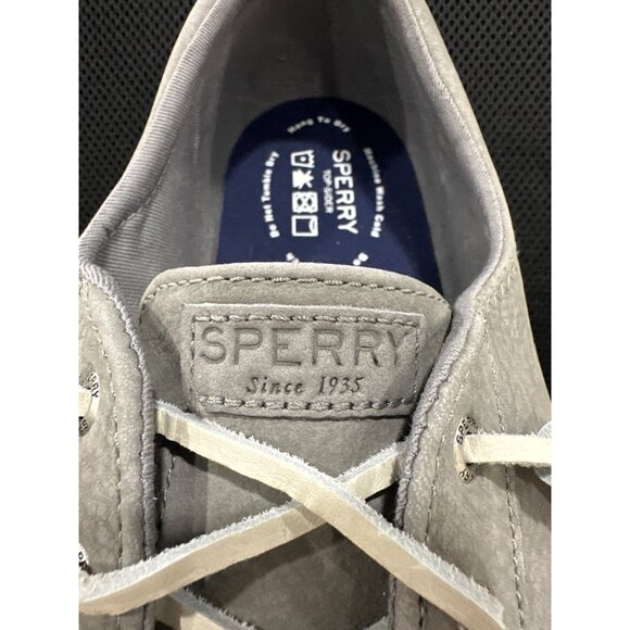 Sperry Mens Grey Canvas Casual Boat Shoes White Sole & Striped Pull 11 - Picture 4 of 8